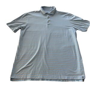 PETER MILLAR mens size large 100% pima cotton collard golf shirt blue stripes